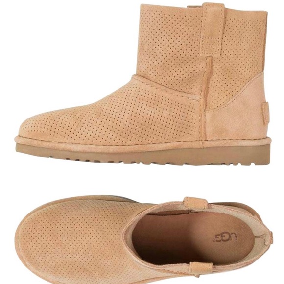 UGG Classic Unlined Mini Perforated Boot Tawny 7 - Picture 1 of 8